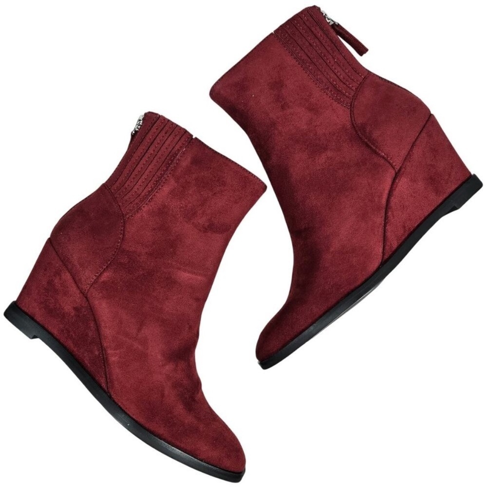 Dolce Vita Burgundy Suede Wedge Ankle Booties NEW